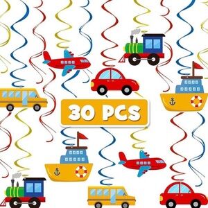 30PCS Transportation Birthday Party Hanging Swirl Decorations Car Theme Birthday